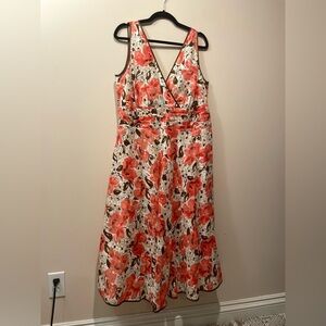 Robbie Bee Coral Floral V-Neck Sleeveless Maxi Dress